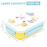 Bugucat Lunch Box Kids 1300ML,Bento Box with 4 Compartments and Spoon, Reusable Food Container Lunch Containers for School Work and Travel Microwave & Dishwasher & Freezer Safe, BPA-Free