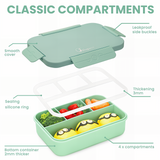 Bugucat Bento Lunch Box 1300ML - Leak-Proof with 4 Compartments, Cutlery for Kids and Adults