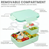Bugucat Bento Lunch Box 1300ML,Kids Lunch Box Bento Boxes with 4 Compartments Cutlery,Leak-Proof Lunchbox Snack Boxes for Kids Adult,Kids Lunch Box with Compartments for School Kindergarten Office