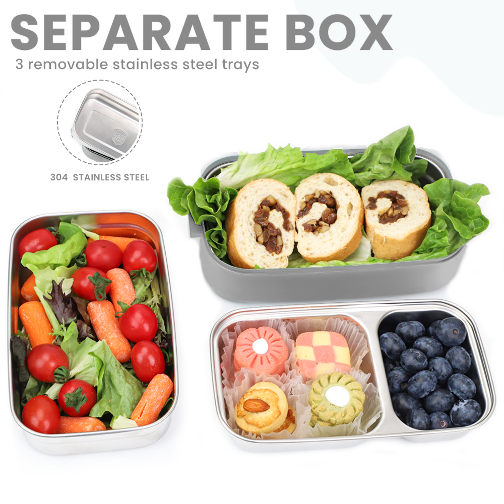 Lunch Box 304 Stainless Steel  1700ML,Bento Box Leak-Proof Dishwasher Microwave Safe