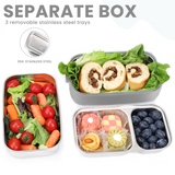 Bugucat Stainless Steel Lunch Box 1700ML,3 in 1 Leak-Proof Bento Box Lunch Containers with 3 Compartments Cutlery,Lunch Containers for Kids Adult,Microwave and Dishwasher Safe Food Storage Container