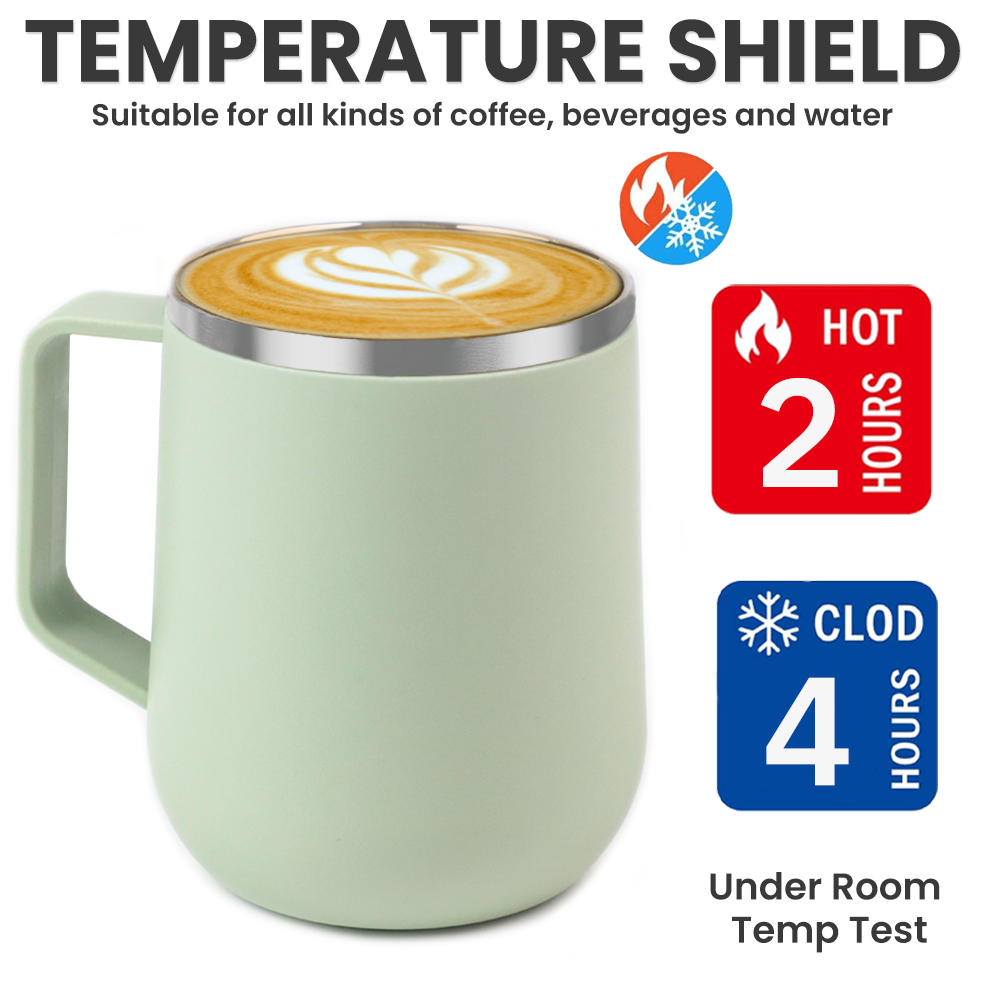 Coffee Mug To Go 500 ml, Thermal Mug, Stainless Steel Insulated Cup, Coffee Mug Thermal with Leak-Proof Cover and Handle