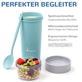 Yogurt to Go Mug, Cereal Cups 420ML+130ML, Portable Spoon Yogurt Container Cup