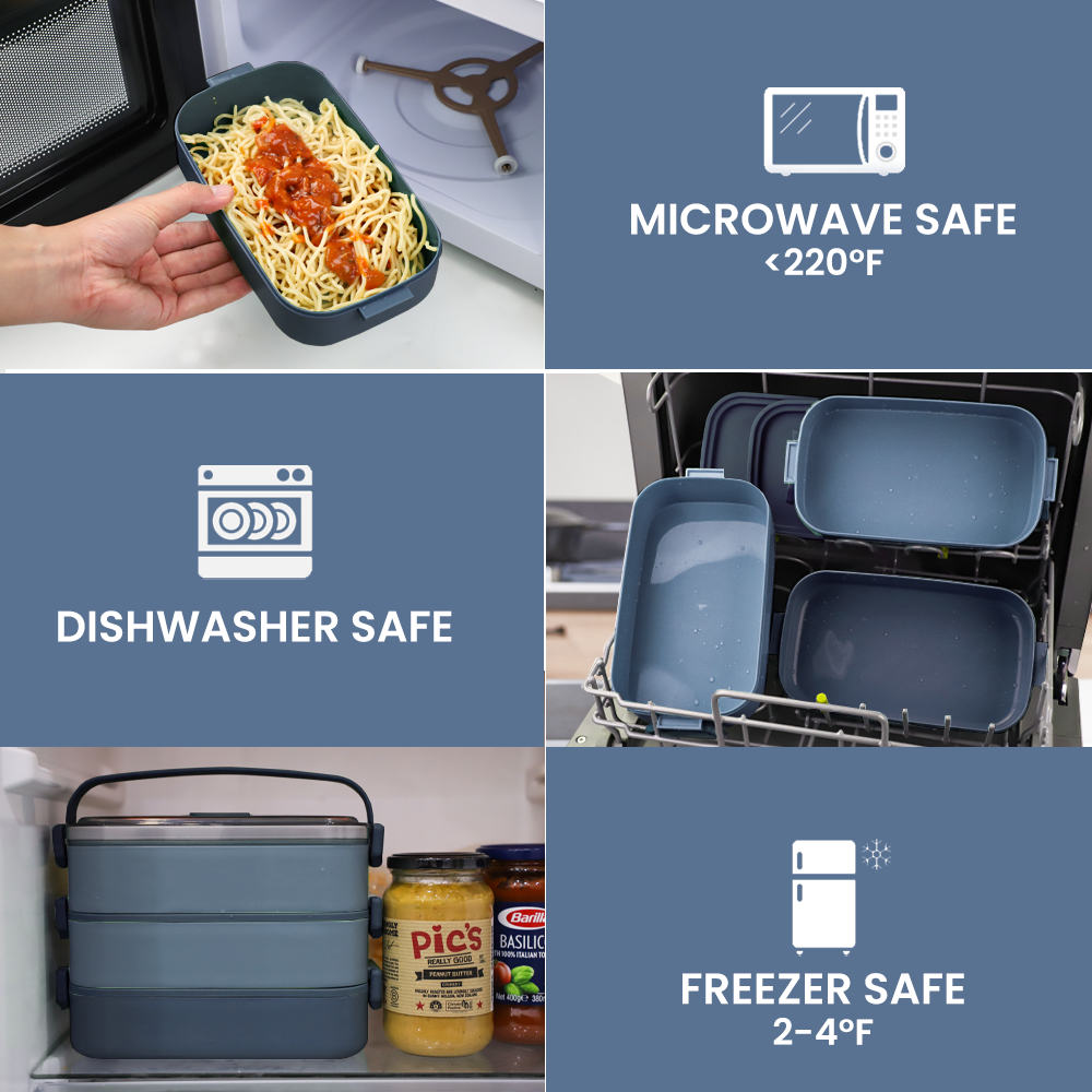 Lunch Box 2400ML, Bento Box Leak-Proof Dishwasher Microwave Safe