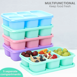 Bugucat Lunch Box 1300ML, Bento Box with 5 Compartments and Spoon, Kids Adult Food Container Lunch Containers for School Work and Travel, Microwave & Dishwasher Safe, BPA Free