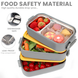 Bugucat Stainless Steel Lunch Box 1700ML,3 in 1 Leak-Proof Bento Box Lunch Containers with 3 Compartments Cutlery,Lunch Containers for Kids Adult,Microwave and Dishwasher Safe Food Storage Container