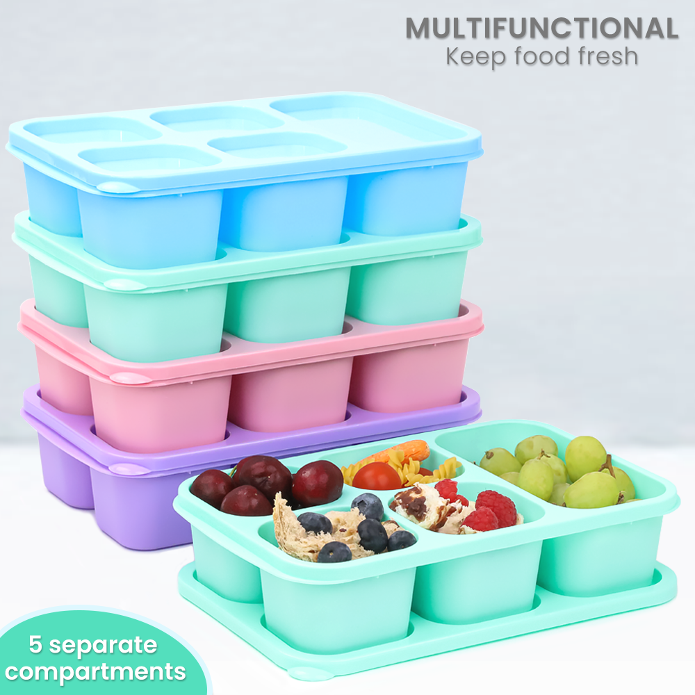 Bugucat Lunch Box 1300ML, Bento Box with 5 Compartments and Spoon, Kid –  Bugucat Home