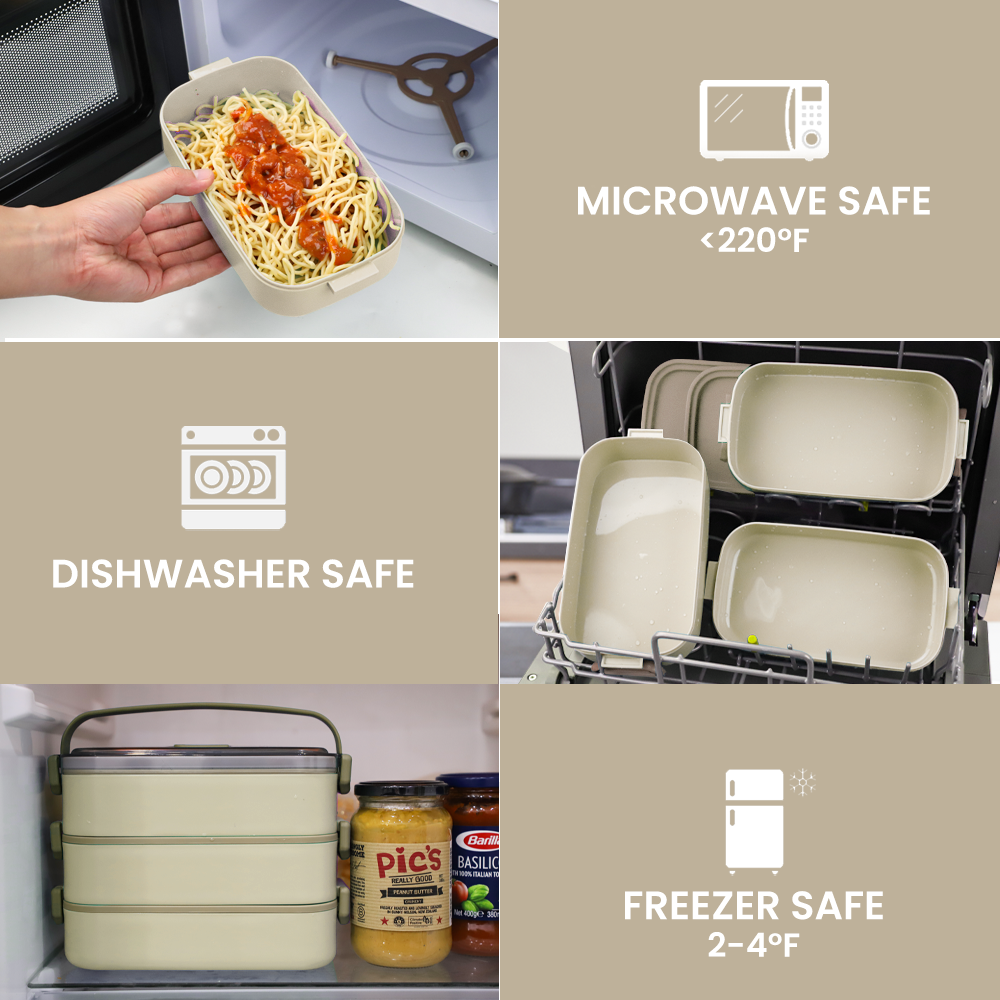 Lunch Box 2400ML, Bento Box Leak-Proof Dishwasher Microwave Safe BPA-Free