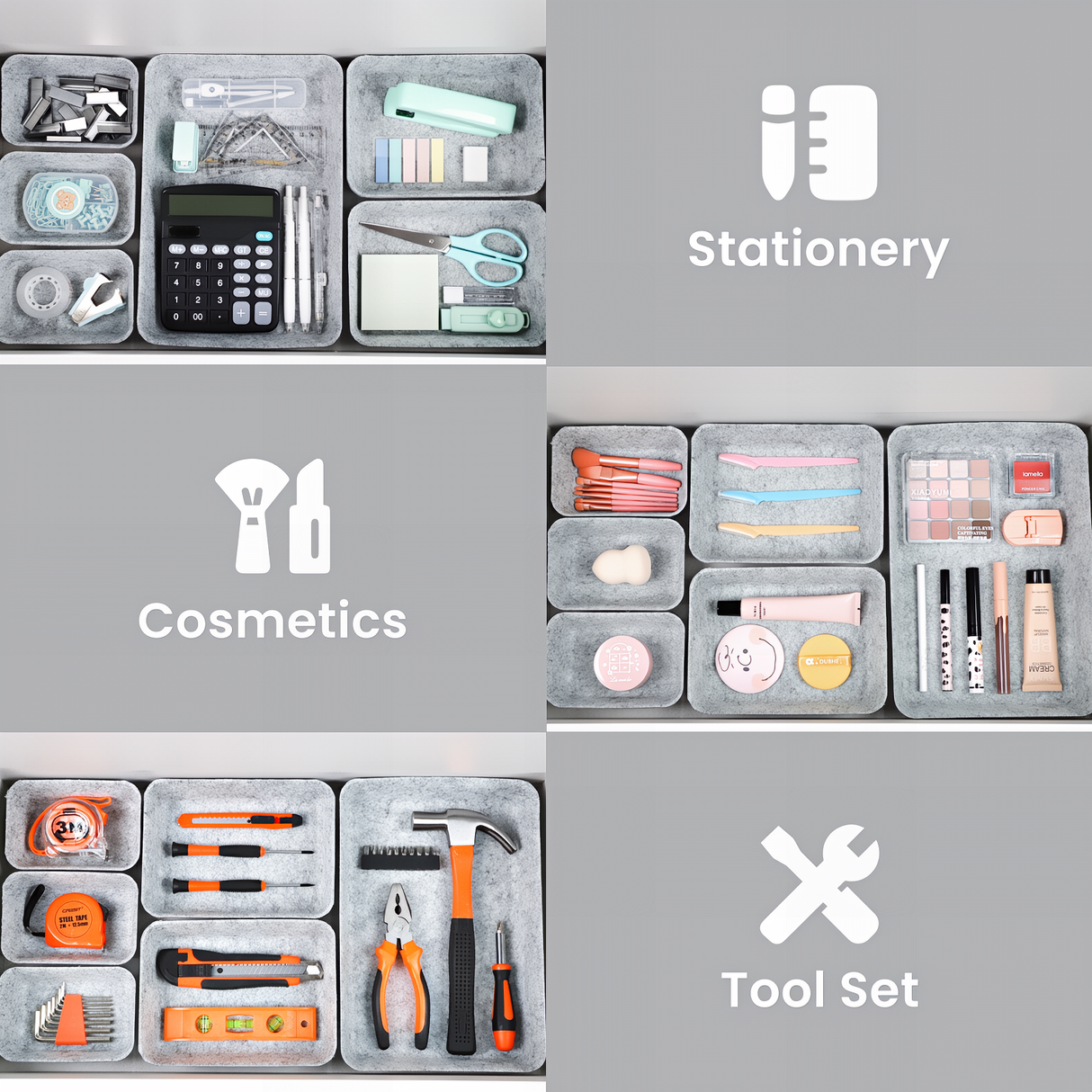 Bugucat Felt Drawer Organiser Stackable Desk Organiser Storage Boxes Organiser Kitchen
