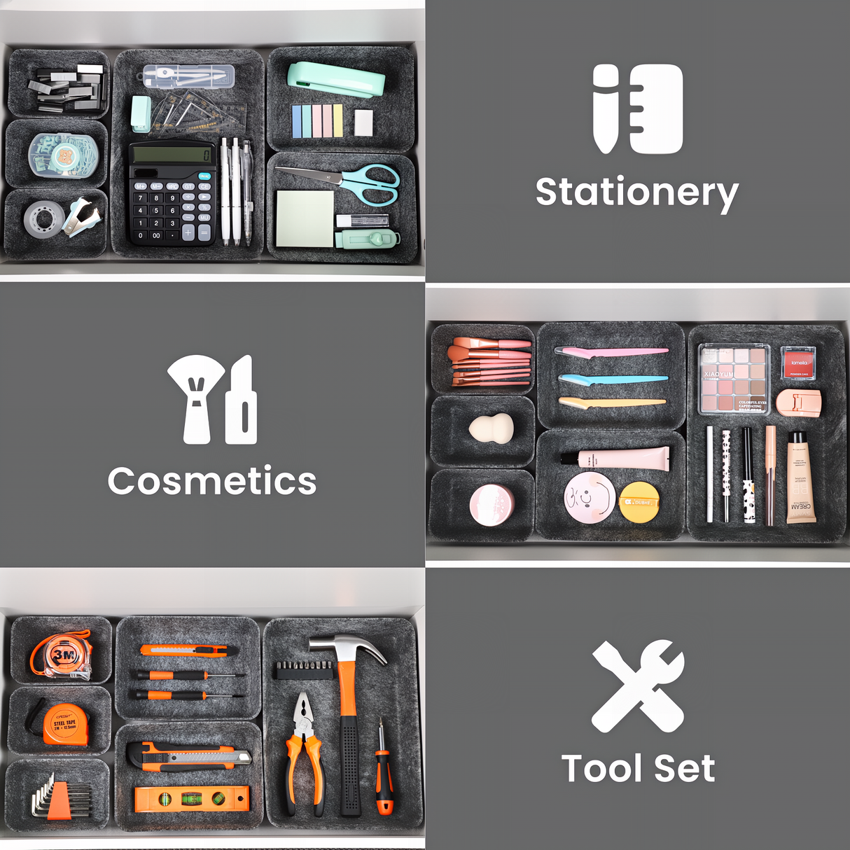 Bugucat Felt Drawer Organiser Stackable Desk Organiser Storage Boxes Organiser Kitchen