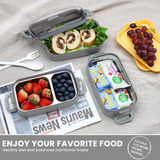Bugucat Stainless Steel Lunch Box 1700ML,3 in 1 Leak-Proof Bento Box Lunch Containers with 3 Compartments Cutlery,Lunch Containers for Kids Adult,Microwave and Dishwasher Safe Food Storage Container