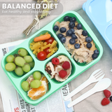 Bugucat Lunch Box 1300ML, Bento Box with 5 Compartments and Spoon, Kids Adult Food Container Lunch Containers for School Work and Travel, Microwave & Dishwasher Safe, BPA Free