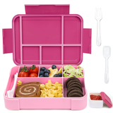 Bugudog Lunch Box 1330ML, Leak-Proof Bento Box with 5 Compartments and Cutlery, Lunch Containers for Kids Adult Food Storage Container with Leak-Proof Silicone Ring Suitable for Microwave Dishwasher