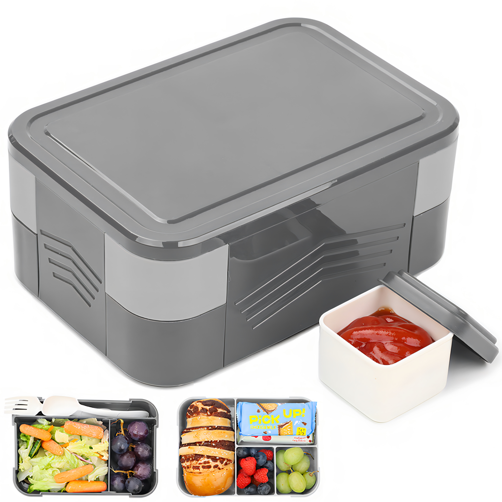 Bento Box for Adults - Kids Lunch Box With Divider, 3 Stackable