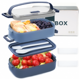 Bugucat Lunch Box 1600ML, 2 in 1 Bento Box Leak-Proof Lunch Containers with Compartments Cutlery, Lunch Containers for Adult Kids, Dishwasher and Microwave Safe Food Storage Container