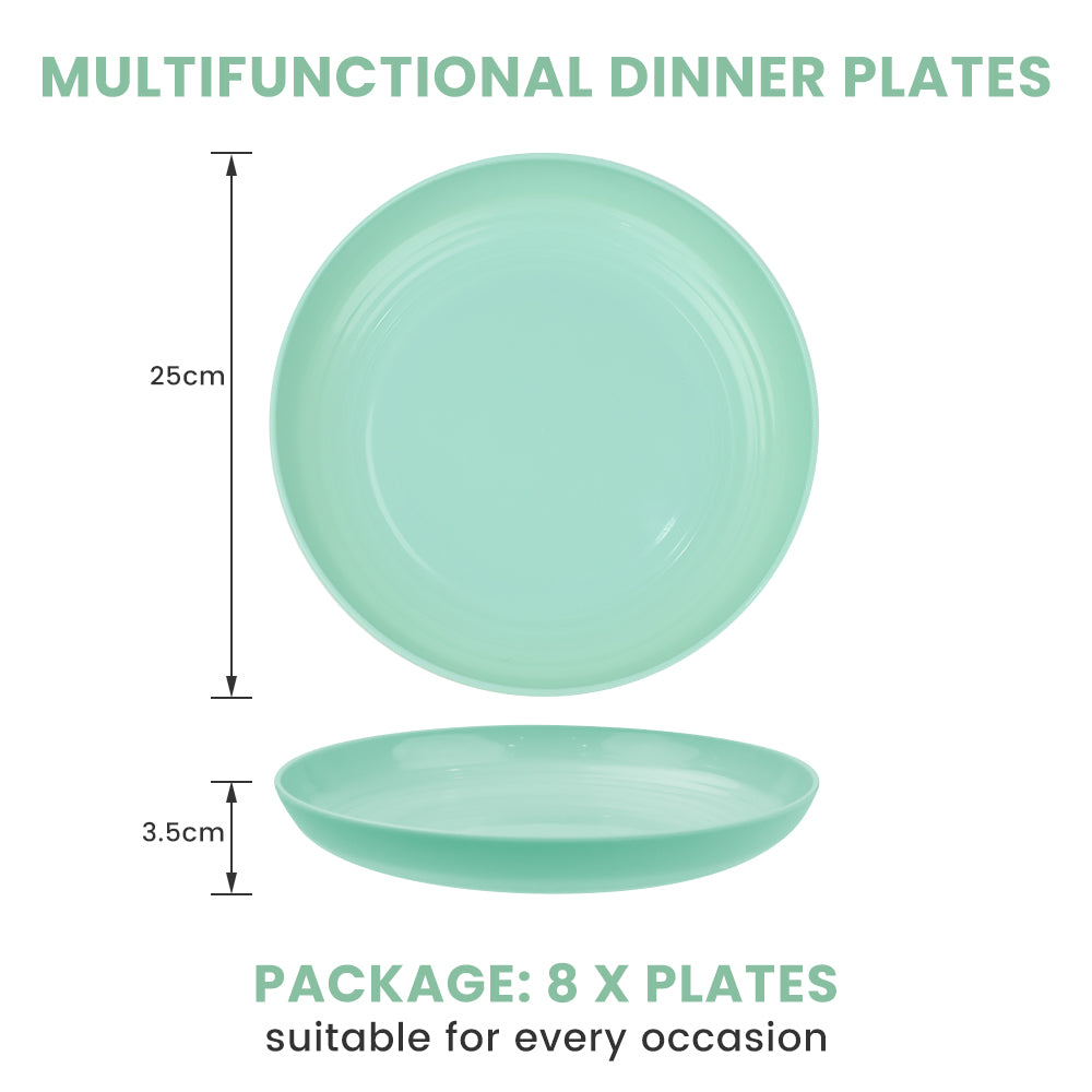 Bugucat Plates 8 PCS,Picnic Plates Lightweight Dishes Plates Sets,Plastic Plates Set Unbreakable and Reusable,Dessert Plates For Picnic Home,Dinner Plates Microwave and Dishwasher Safe