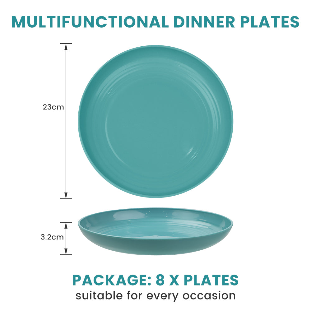 Bugucat Plates 8 PCS,Picnic Plates Lightweight Dishes Plates Sets,Plastic Plates Set Unbreakable and Reusable,Dessert Plates For Picnic Home,Dinner Plates Microwave and Dishwasher Safe