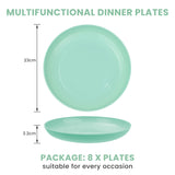 Bugucat Plates 8 PCS,Picnic Plates Lightweight Dishes Plates Sets,Plastic Plates Set Unbreakable and Reusable,Dessert Plates For Picnic Home,Dinner Plates Microwave and Dishwasher Safe