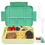 Bugudog Lunch Box 1330ML, Leak-Proof Bento Box with 5 Compartments and Cutlery, Lunch Containers for Kids Adult Food Storage Container with Leak-Proof Silicone Ring Suitable for Microwave Dishwasher