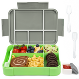 Bugudog Lunch Box 1330ML, Leak-Proof Bento Box with 5 Compartments and Cutlery, Lunch Containers for Kids Adult Food Storage Container with Leak-Proof Silicone Ring Suitable for Microwave Dishwasher