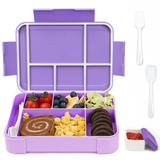 Bugudog Lunch Box 1330ML, Leak-Proof Bento Box with 5 Compartments and Cutlery, Lunch Containers for Kids Adult Food Storage Container with Leak-Proof Silicone Ring Suitable for Microwave Dishwasher