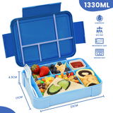 Fiambrera Bugucat 1330ML 2 set, bento box, fiambrera estanca hermética con 5 compartimentos, juego de cubiertos, fiambrera, fiambrera para lavavajillas, fiambrera para adultos y niños