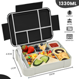 Fiambrera Bugucat 1330ML, fiambrera bento box fiambrera hermética antigoteo con 5 compartimentos y juego de cubiertos, fiambrera fiambrera fiambrera para microondas lavavajillas, fiambrera para adultos niños