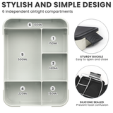 Bugudog Lunch Box 1330ML, Leak-Proof Bento Box with 5 Compartments and Cutlery, Lunch Containers for Kids Adult Food Storage Container with Leak-Proof Silicone Ring Suitable for Microwave Dishwasher