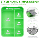 Bugudog Lunch Box 1330ML, Leak-Proof Bento Box with 5 Compartments and Cutlery, Lunch Containers for Kids Adult Food Storage Container with Leak-Proof Silicone Ring Suitable for Microwave Dishwasher