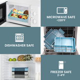 Bugudog Lunch Box 1330ML, Leak-Proof Bento Box with 5 Compartments and Cutlery, Lunch Containers for Kids Adult Food Storage Container with Leak-Proof Silicone Ring Suitable for Microwave Dishwasher
