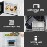 Bugudog Lunch Box 1330ML, Leak-Proof Bento Box with 5 Compartments and Cutlery, Lunch Containers for Kids Adult Food Storage Container with Leak-Proof Silicone Ring Suitable for Microwave Dishwasher