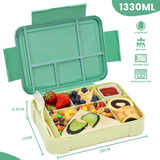 Bugucat Lunch Box 1330ML 26 PCS, Leak-Proof Bento Box with 6 Compartments and Cutlery,Lunch Containers for Kids Adult Food Storage Container with Leak-Proof Silicone Ring Suitable for Microwave