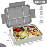 Bugucat Lunch Box 1330ML 26 PCS, Leak-Proof Bento Box with 6 Compartments and Cutlery,Lunch Containers for Kids Adult Food Storage Container with Leak-Proof Silicone Ring Suitable for Microwave