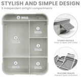 Bugucat Lunch Box 1330ML 26 PCS, Leak-Proof Bento Box with 6 Compartments and Cutlery,Lunch Containers for Kids Adult Food Storage Container with Leak-Proof Silicone Ring Suitable for Microwave