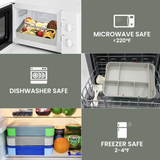 Bugucat Lunch Box 1330ML 26 PCS, Leak-Proof Bento Box with 6 Compartments and Cutlery,Lunch Containers for Kids Adult Food Storage Container with Leak-Proof Silicone Ring Suitable for Microwave