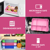 Bugucat Lunch Box 1330ML 26 PCS, Leak-Proof Bento Box with 6 Compartments and Cutlery,Lunch Containers for Kids Adult Food Storage Container with Leak-Proof Silicone Ring Suitable for Microwave