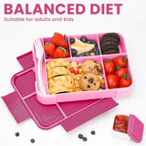 Bugucat Lunch Box 1330ML 26 PCS, Leak-Proof Bento Box with 6 Compartments and Cutlery,Lunch Containers for Kids Adult Food Storage Container with Leak-Proof Silicone Ring Suitable for Microwave