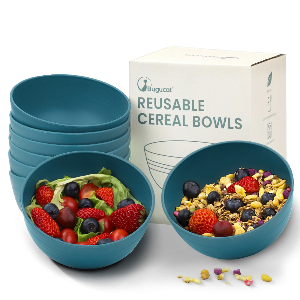 Bugucat Bowl Cereal Bowls Set de 8 760ML, Soup Bowl Postre Bowls Reutilizable, Cereal Bowl Plástico Inastillable para Niños Adultos, Ensaladera Bowl Set para Ramen Cereal Sopa