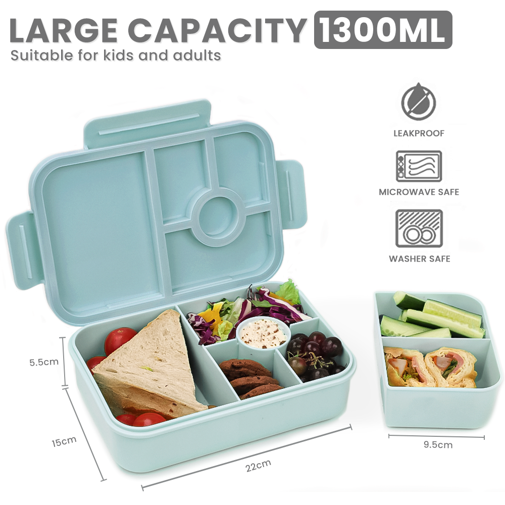 Bugucat Lunch Box 1300ML, Bento Box with 5 Compartments and Spoon, Kid –  Bugucat Home