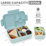 Bugucat Bento Lunch Box 1300ML,Kids Lunch Box Bento Boxes with 4 Compartments Cutlery,Leak-Proof Lunchbox Snack Boxes for Kids Adult,Kids Lunch Box with Compartments for School Kindergarten Office