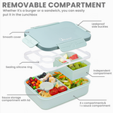 Bugucat Bento Lunch Box 1300ML,Kids Lunch Box Bento Boxes with 4 Compartments Cutlery,Leak-Proof Lunchbox Snack Boxes for Kids Adult,Kids Lunch Box with Compartments for School Kindergarten Office