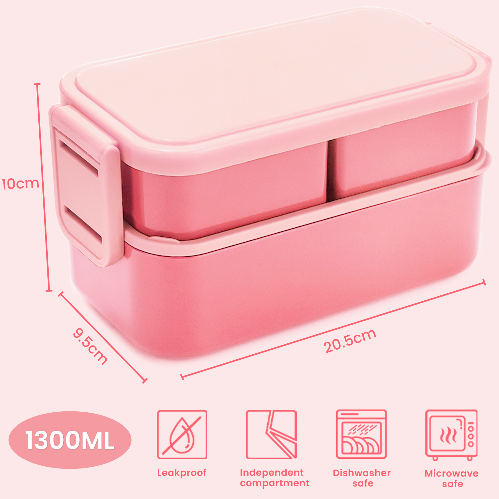 Bento Box 3 Strati Da 2200 Ml Per Adulti | Lunch Box Impilabile Antiperdite | Contenitore Alimenti Lavabile In Blu