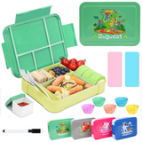 Bugucat Bento Lunch Box 1330ML 12 PCS,Kids Lunch Box Bento Boxes with 6 Compartments Cutlery,Leak Proof Lunchbox Snack Boxes for Kids Adult,Kids Lunch Box with Compartments for Kindergarten