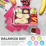Bugucat Bento Lunch Box 1330ML 12 PCS,Kids Lunch Box Bento Boxes with 6 Compartments Cutlery,Leak Proof Lunchbox Snack Boxes for Kids Adult,Kids Lunch Box with Compartments for Kindergarten