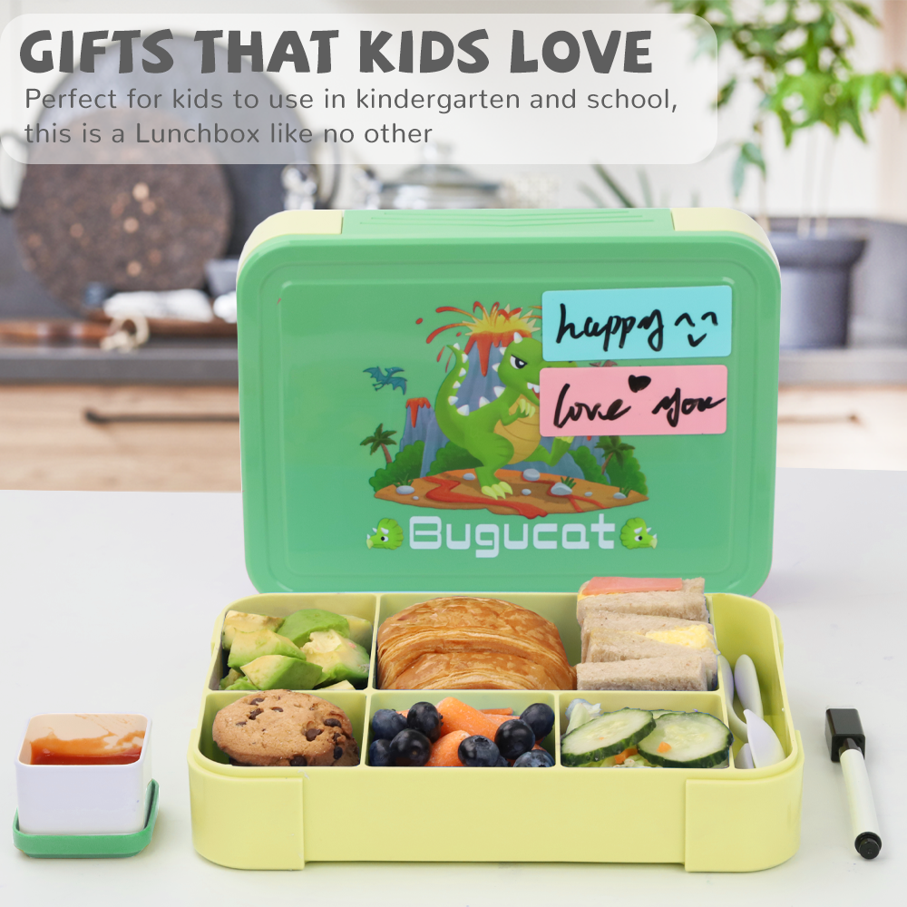 Bugucat Lunch Box 1600ML, 2 in 1 Bento Box Leak-Proof Lunch Containers