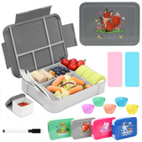 Bugucat Bento Lunch Box 1330ML 12 PCS,Kids Lunch Box Bento Boxes with 6 Compartments Cutlery,Leak Proof Lunchbox Snack Boxes for Kids Adult,Kids Lunch Box with Compartments for Kindergarten