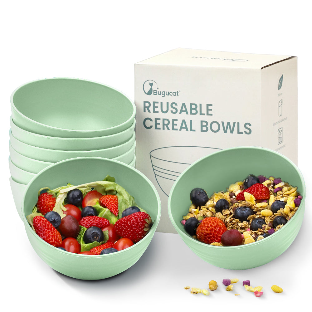 Bugucat Bowl Cereal Bowls Set de 8 760ML, Soup Bowl Postre Bowls Reutilizable, Cereal Bowl Plástico Inastillable para Niños Adultos, Ensaladera Bowl Set para Ramen Cereal Sopa