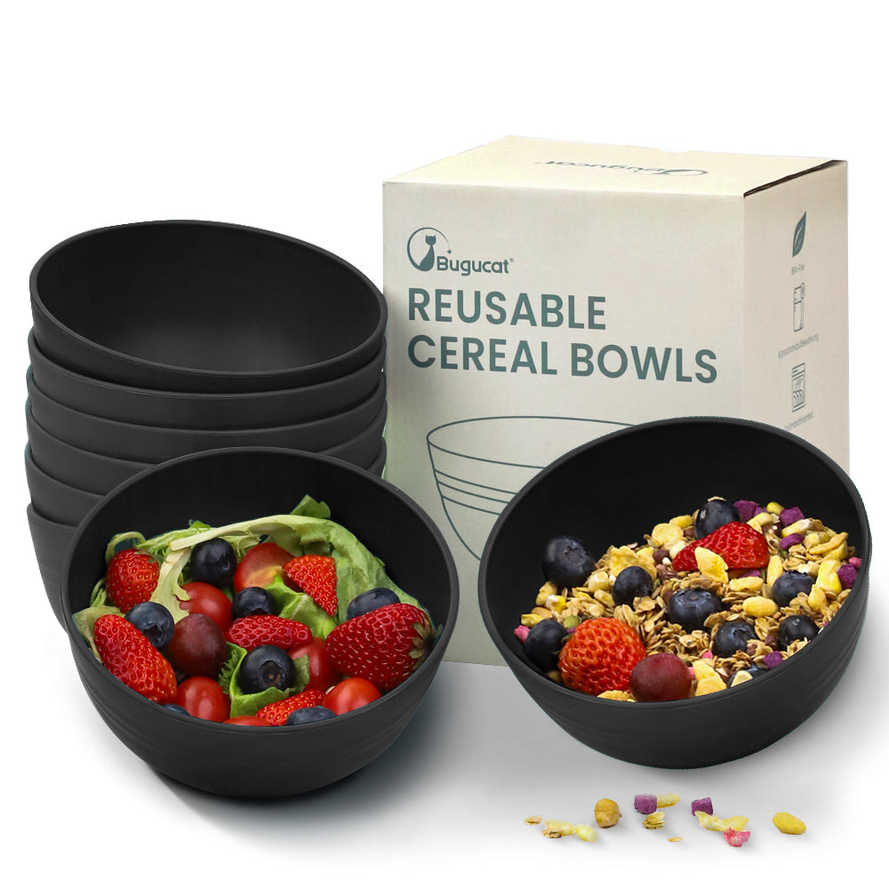 Bugucat Bowl Cereal Bowls Set de 8 760ML, Soup Bowl Postre Bowls Reutilizable, Cereal Bowl Plástico Inastillable para Niños Adultos, Ensaladera Bowl Set para Ramen Cereal Sopa