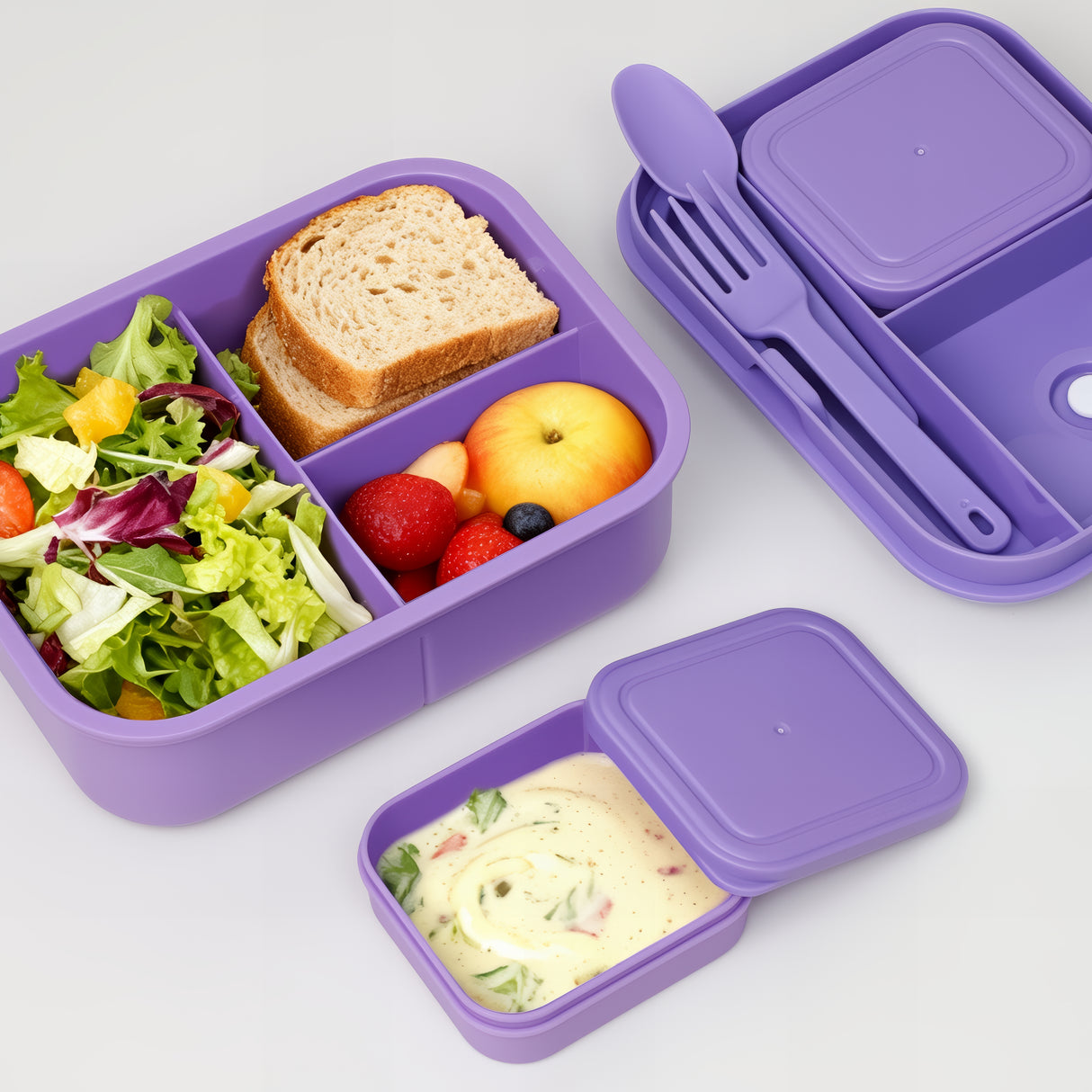 Bento Box 1300ML - 2 Layer Compartments Leak Proof Lunch Container with Cutlery for Adults and Kids