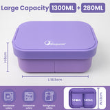 Bento Box 1300ML - 2 Layer Compartments Leak Proof Lunch Container with Cutlery for Adults and Kids